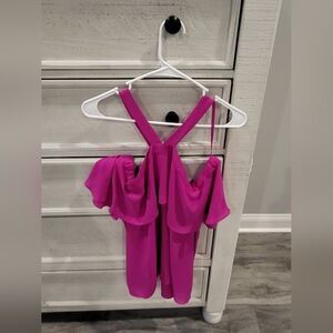 INC International Concepts Fuchsia Ruffle Cold-Shoulder Camisole